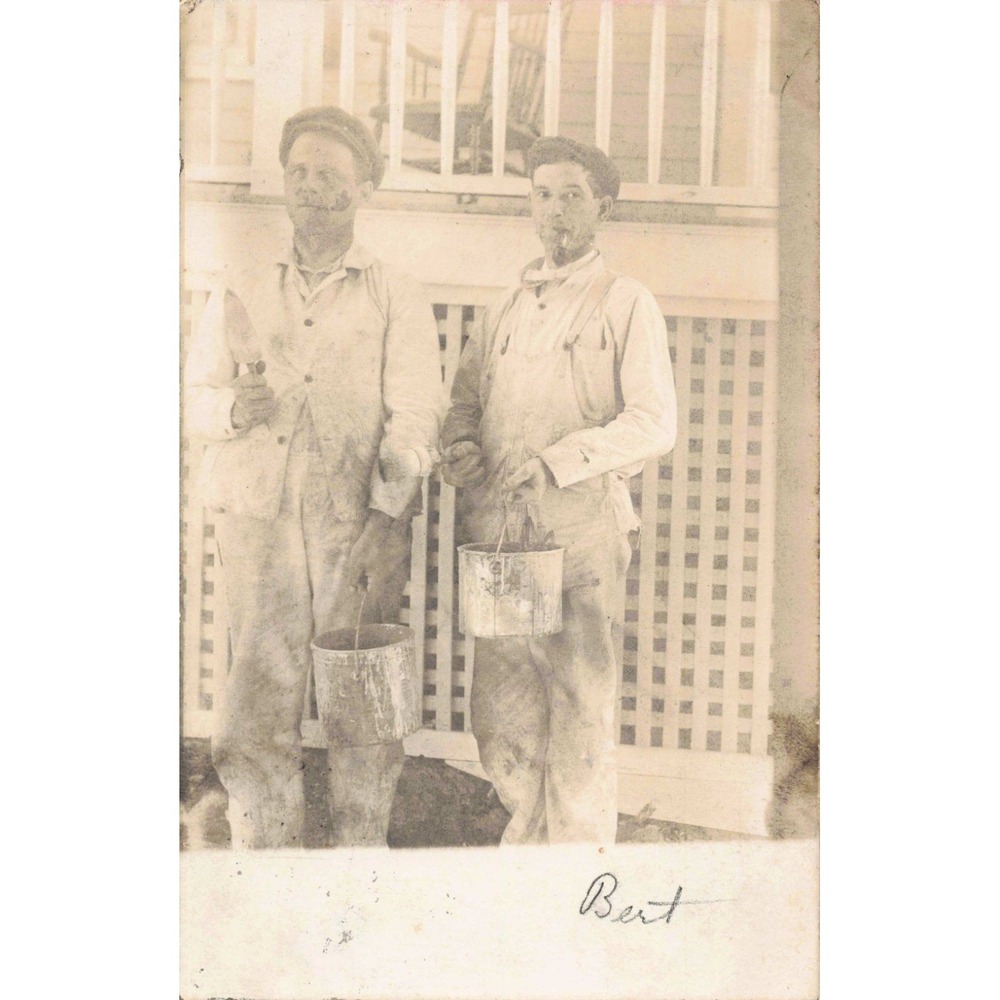 Antique 1907 RPPC Painters Artisans Tools Carbon PA Real Photo Postcard Bert - Picture 1 of 2